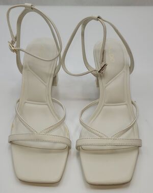 ALDO Stellare Pillow Walk White Leather Block Heel Ankle Strap Sandal Size 9
